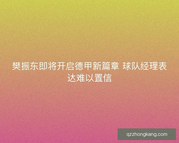 樊振东即将开启德甲新篇章 球队经理表达难以置信
