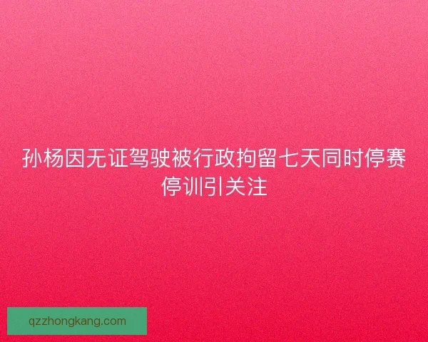 孙杨因无证驾驶被行政拘留七天同时停赛停训引关注