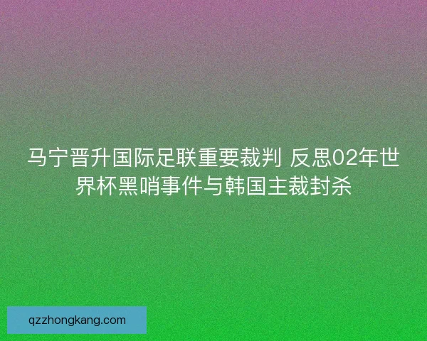 马宁晋升国际足联重要裁判 反思02年世界杯黑哨事件与韩国主裁封杀 马宁晋升国际足联重要裁判 反思02年世界杯黑哨事件与韩国主裁封杀